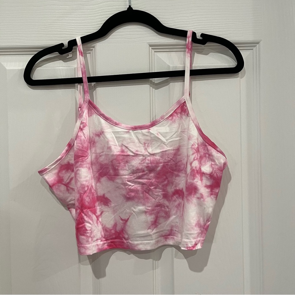 Pink and White Tie-Dye Cropped Cami NWOT